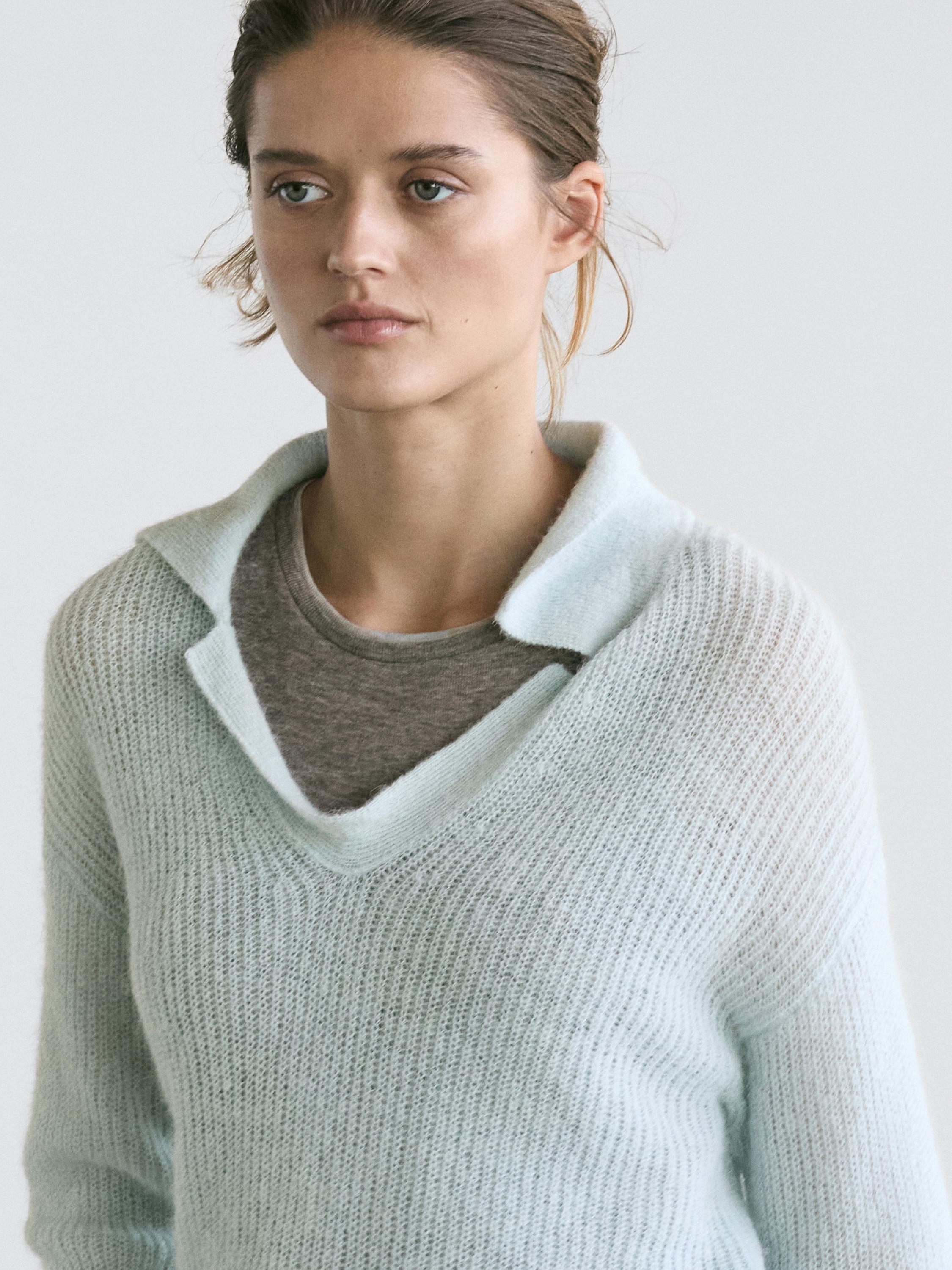Alpaca blend knit polo sweater